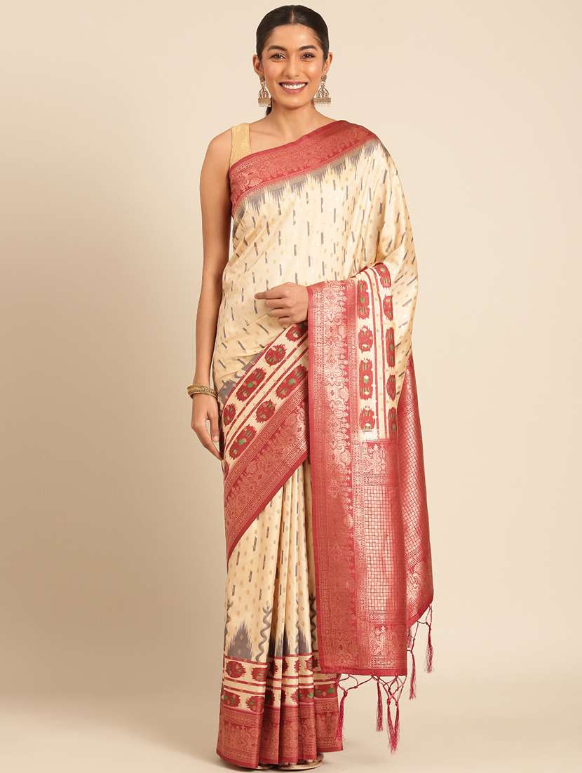 women self-designed bordered saree with blouse