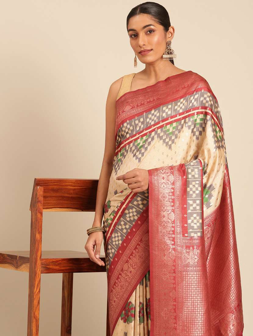 women self-designed bordered saree with blouse - 21511675 -  Standard Image - 2