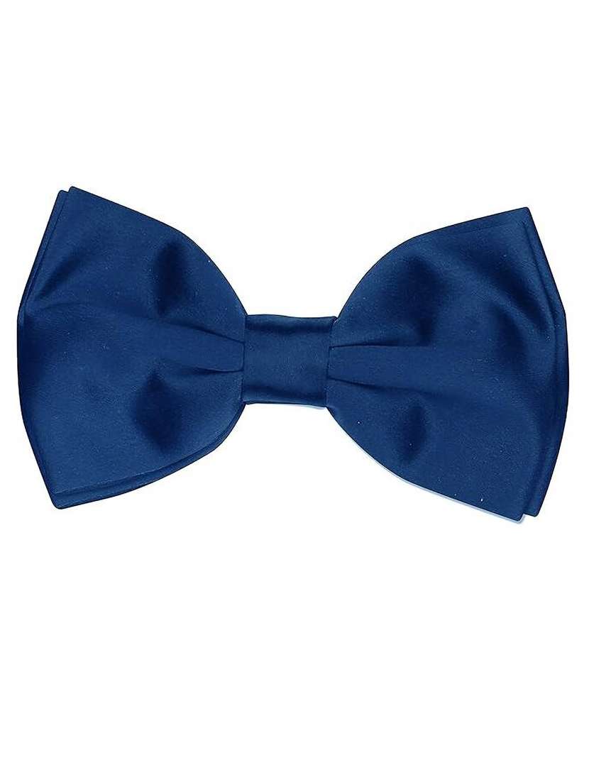 men blue plain bow ties