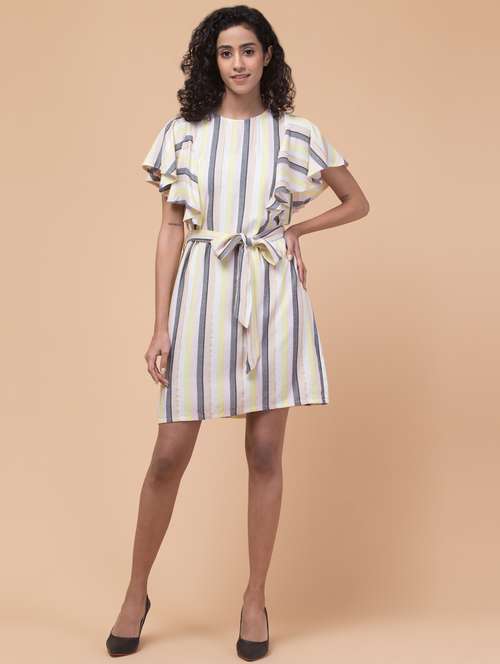 women multi color stripes a-line dress - 21511908 -  Standard Image - 0