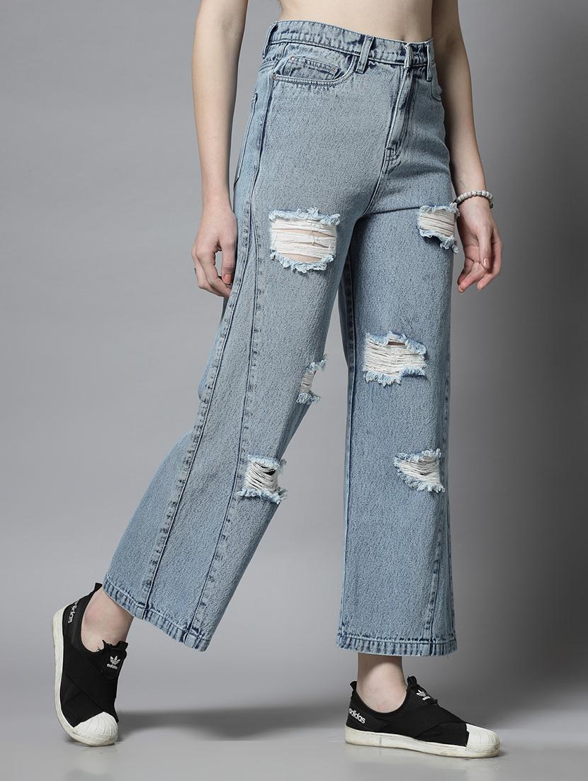 women light blue cotton wide leg jeans - 21511911 - Standard Image - 2
