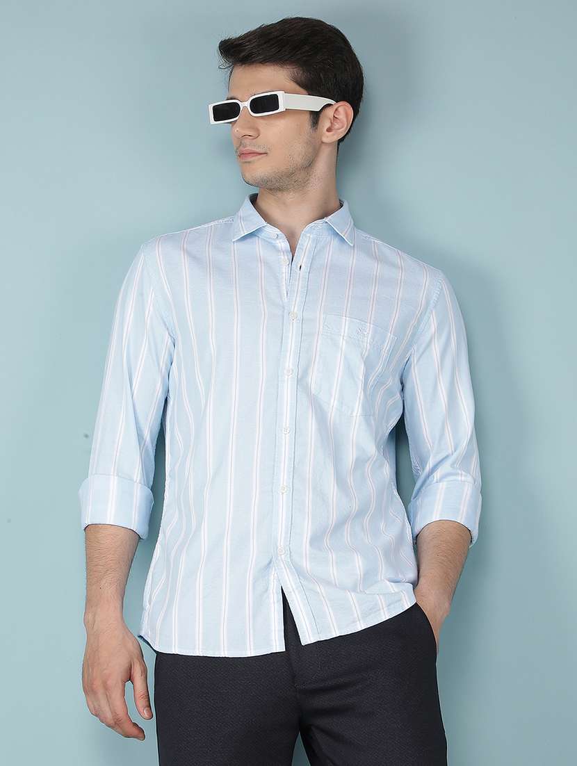 men collared vertical stripes casual shirt