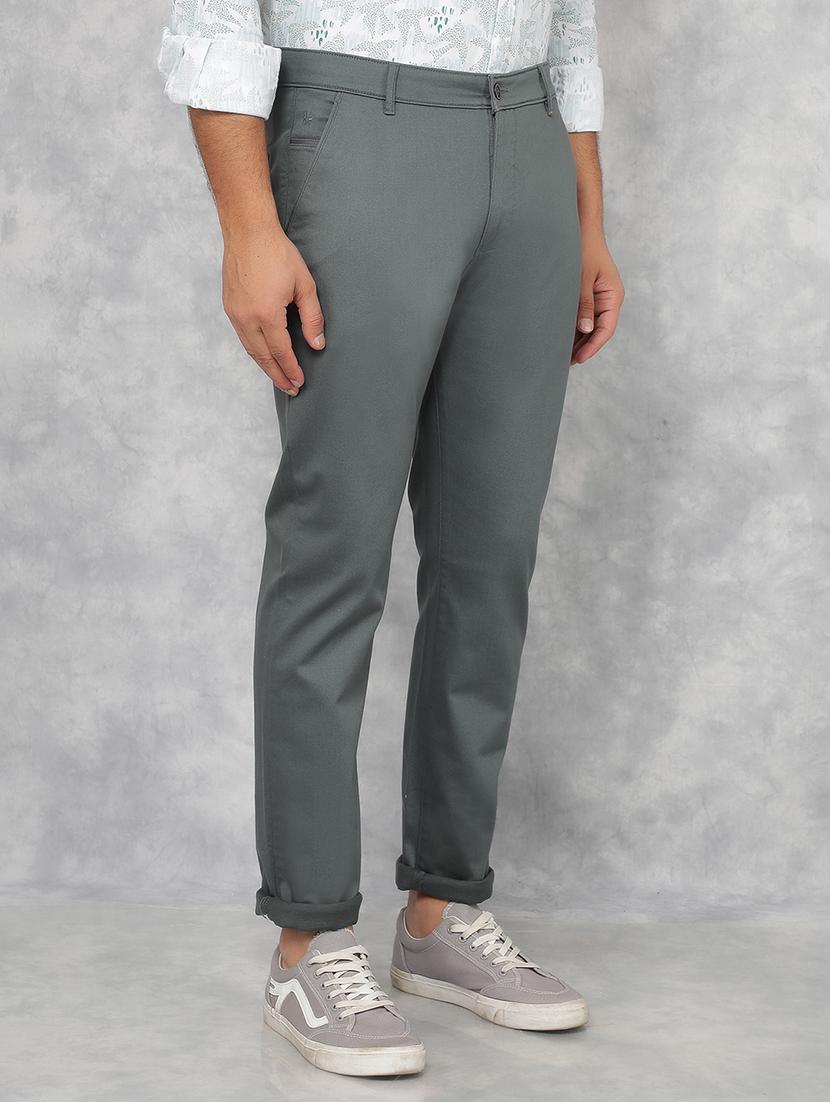 men green solid chinos casual trouser - 21511975 - Standard Image - 2