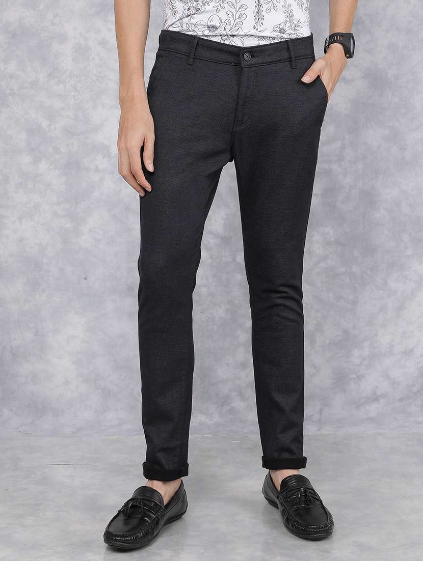 men black cotton chinos casual trouser - 21511976 -  Zoom Image - 0
