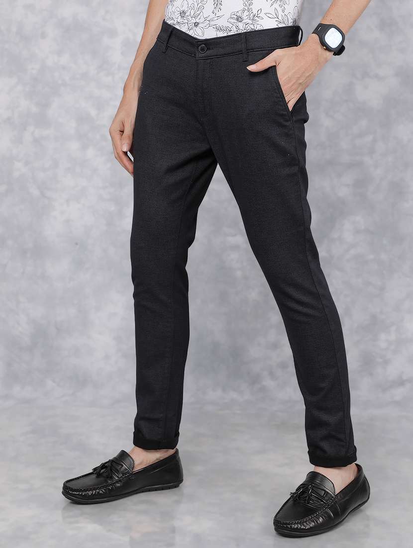 men black cotton chinos casual trouser - 21511976 - Standard Image - 2