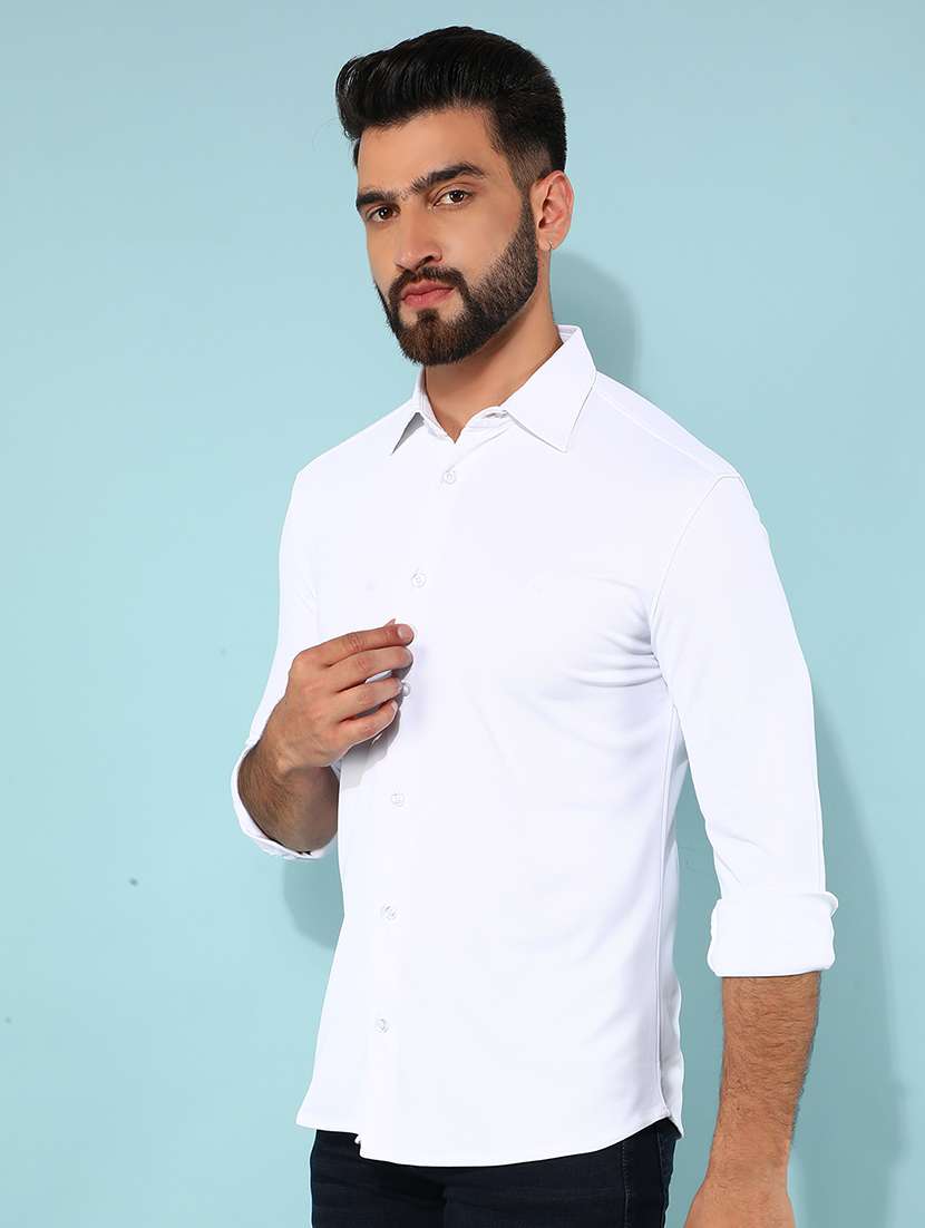 men collared solid casual shirt
