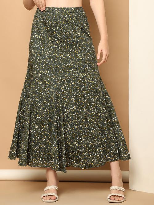 women green printed a-line skirt - 21512027 - Standard Image - 0
