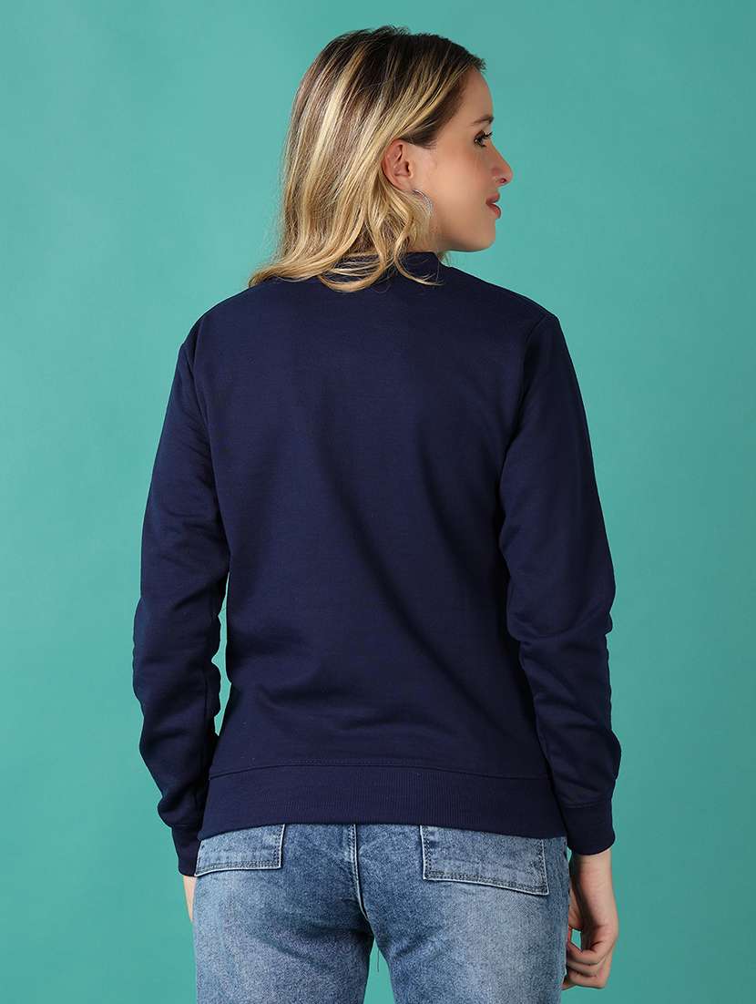 women navy blue front print sweatshirt - 21512550 -  Standard Image - 2