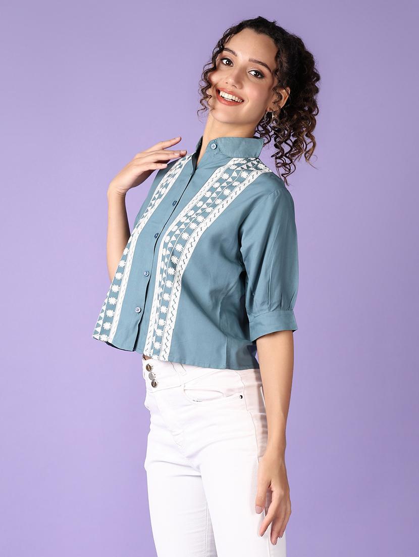 women embroidered puff sleeve top - 21512593 - Standard Image - 2