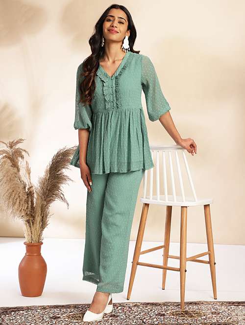 women sea green co-ord set
