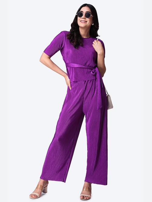women purple solid top & palazzo co-ord set - 21512920 - Standard Image - 0