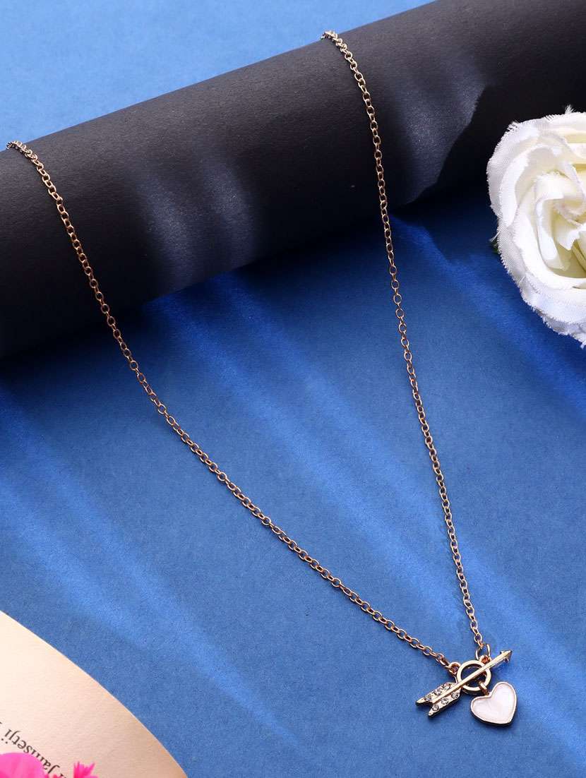 gold plated heart & cross chain necklace