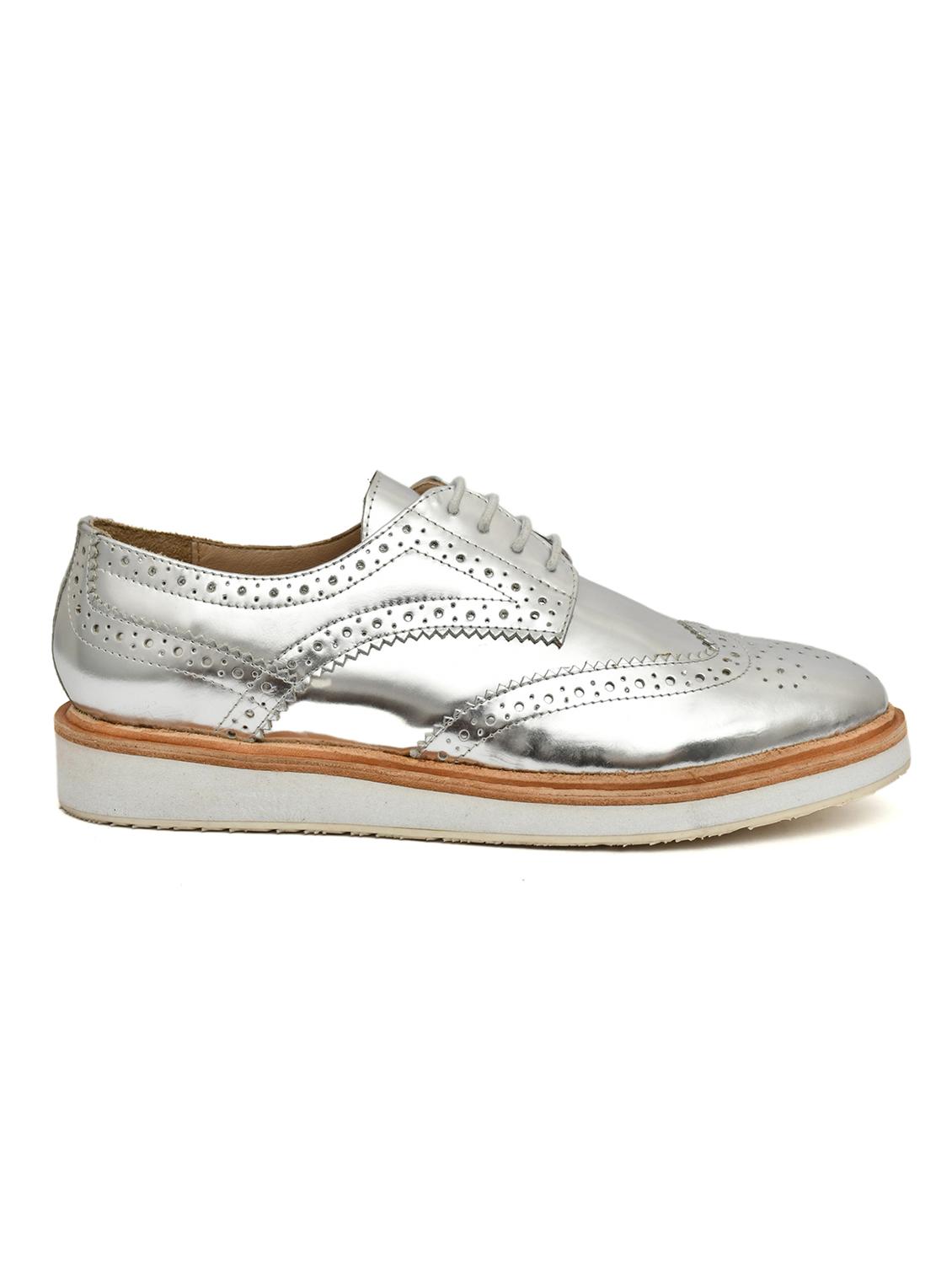women silver oxfords casual shoes - 21513281 - Standard Image - 2