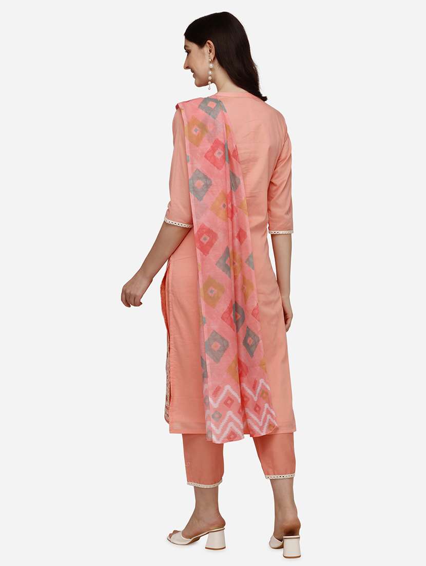 women three quarter sleeve kurta pant with dupatta set - 21513286 - Standard Image - 2