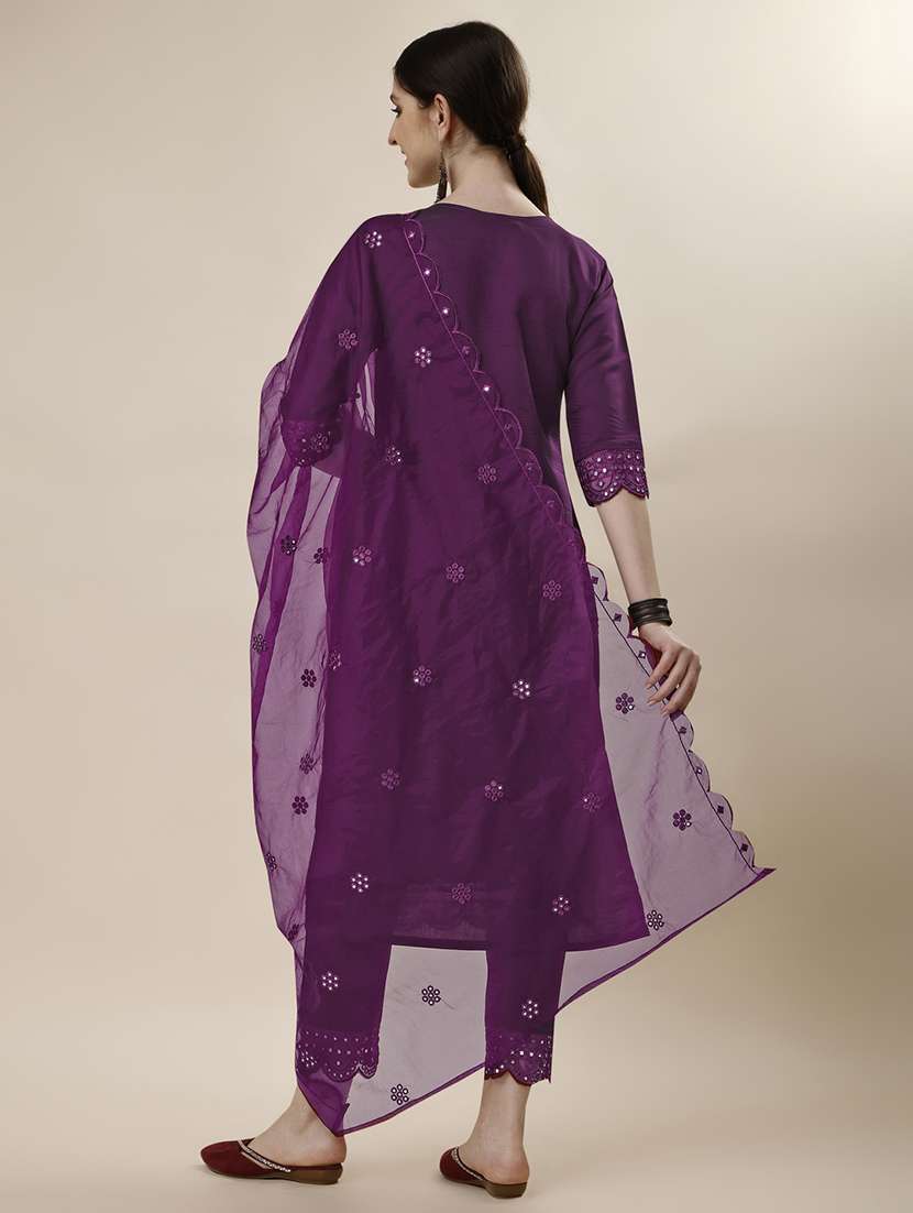 women three quarter sleeve kurta pant with dupatta set - 21513289 - Standard Image - 2