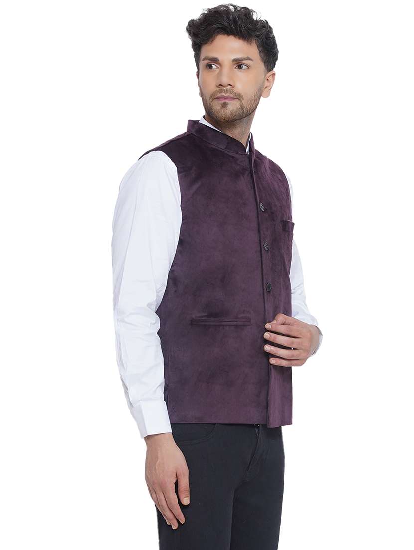 men solids sleeveless nehru jacket - 21513331 -  Standard Image - 2