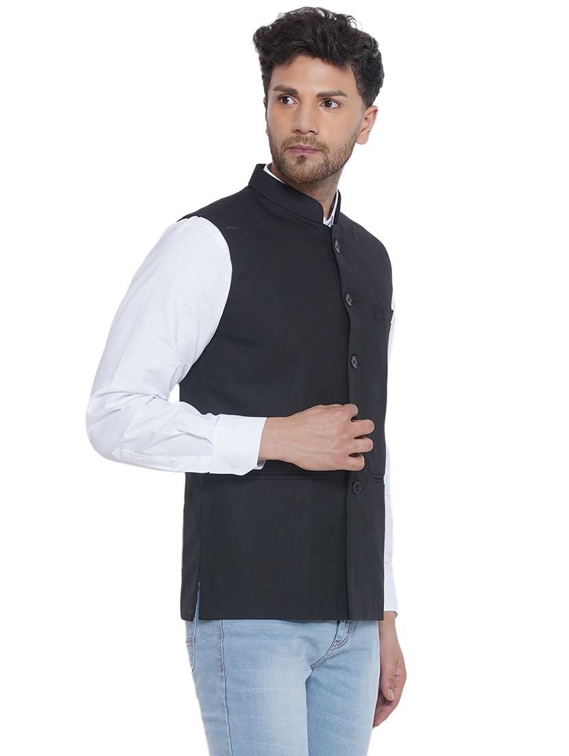 men solids sleeveless nehru jacket - 21513334 -  Standard Image - 2