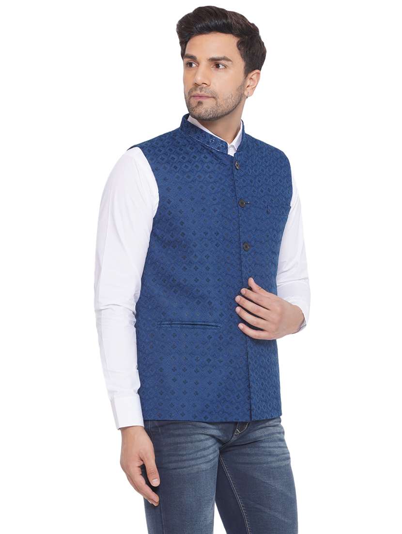 men embroidered sleeveless nehru jacket - 21513339 -  Standard Image - 2