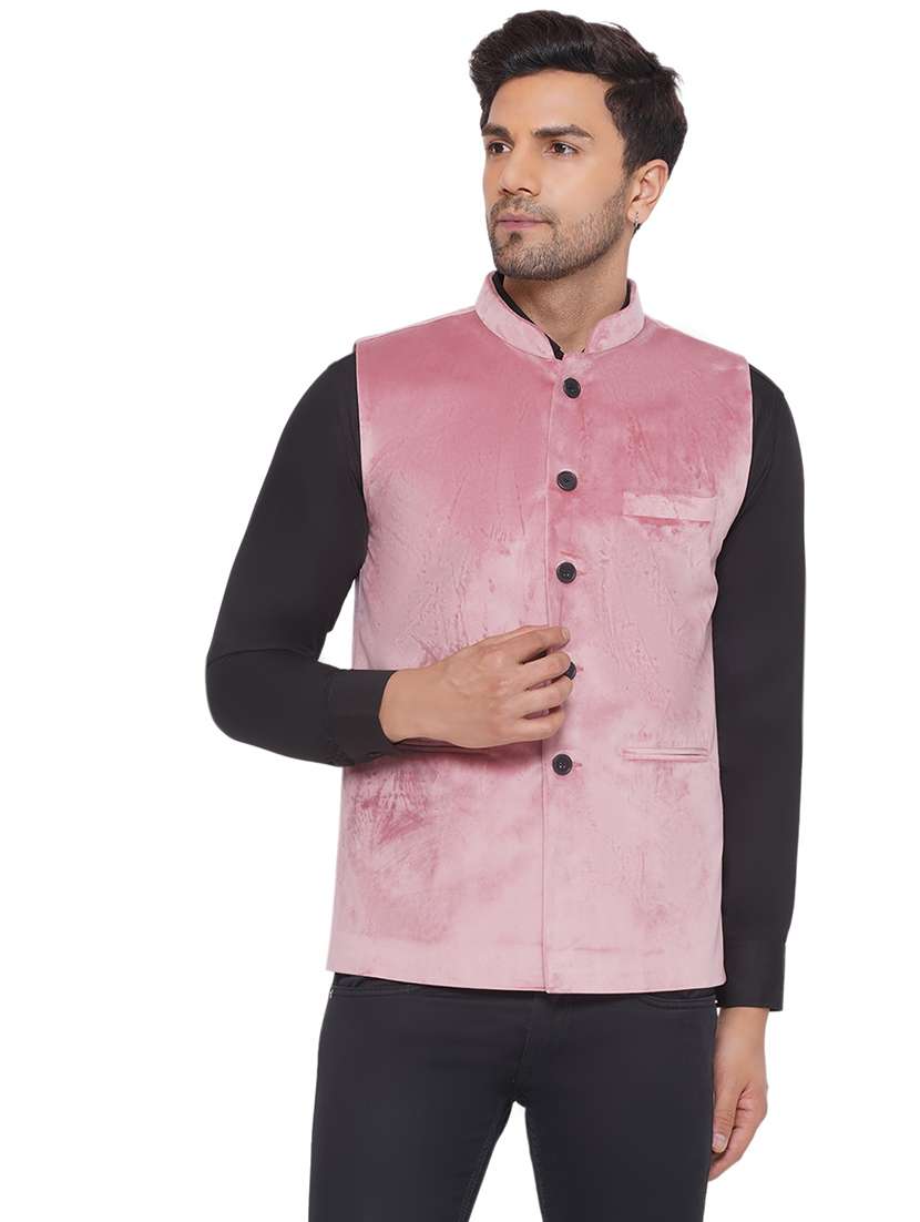 men solids sleeveless nehru jacket