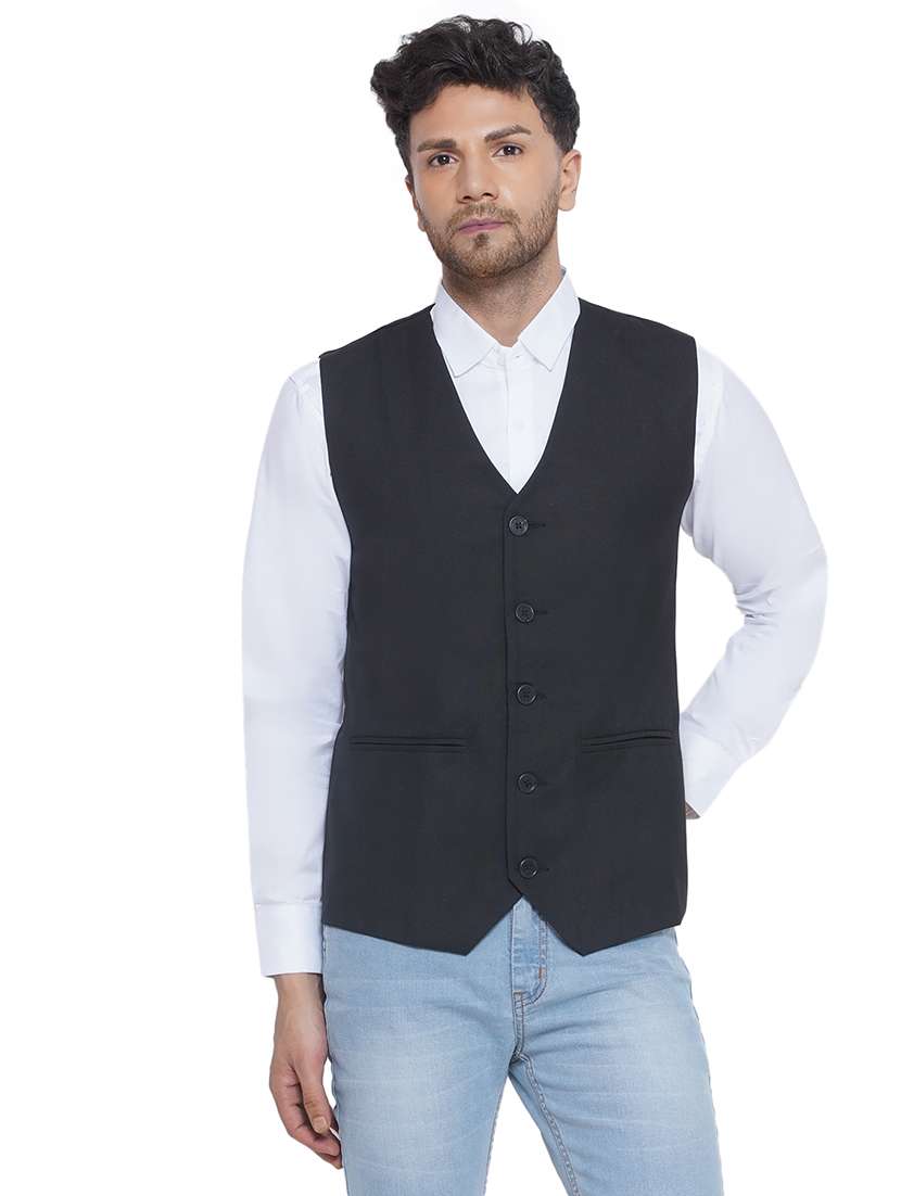 men solids sleeveless waist coat