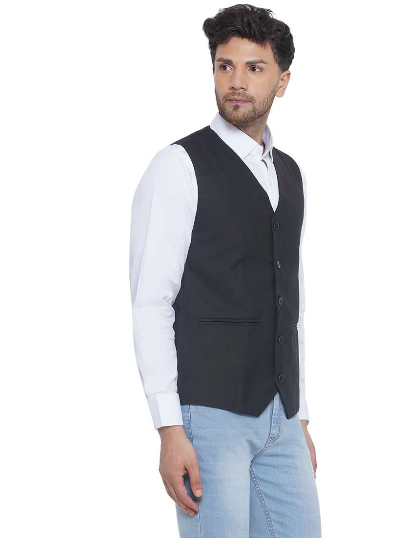 men solids sleeveless waist coat - 21513350 -  Standard Image - 2
