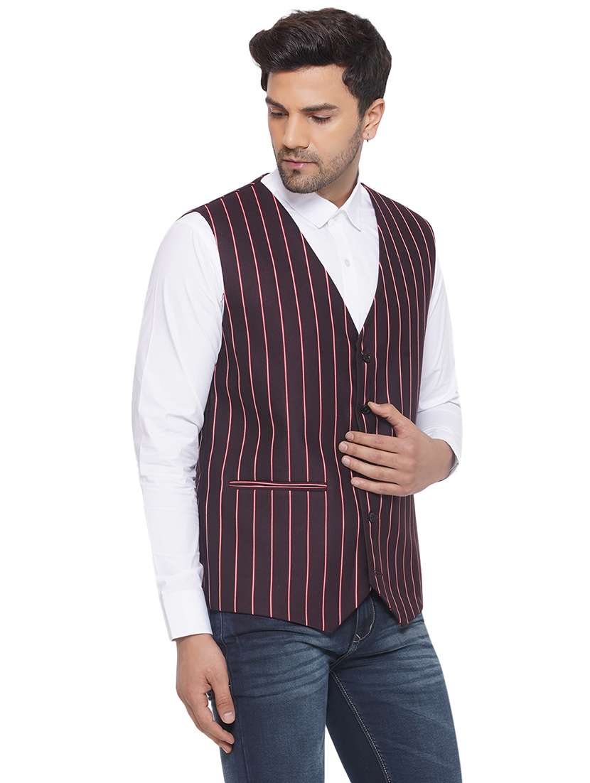 men stripes sleeveless waist coat - 21513353 -  Standard Image - 2