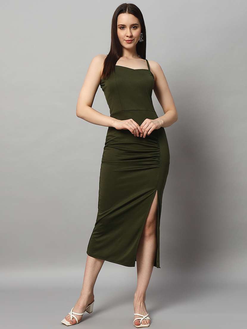 women sleeveless solid bodycon dress
