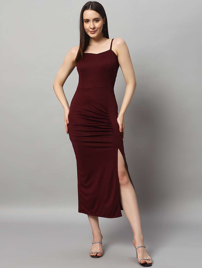 women sleeveless solid bodycon dress