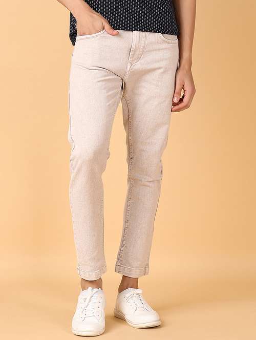 men mid rise slim fit plain jeans