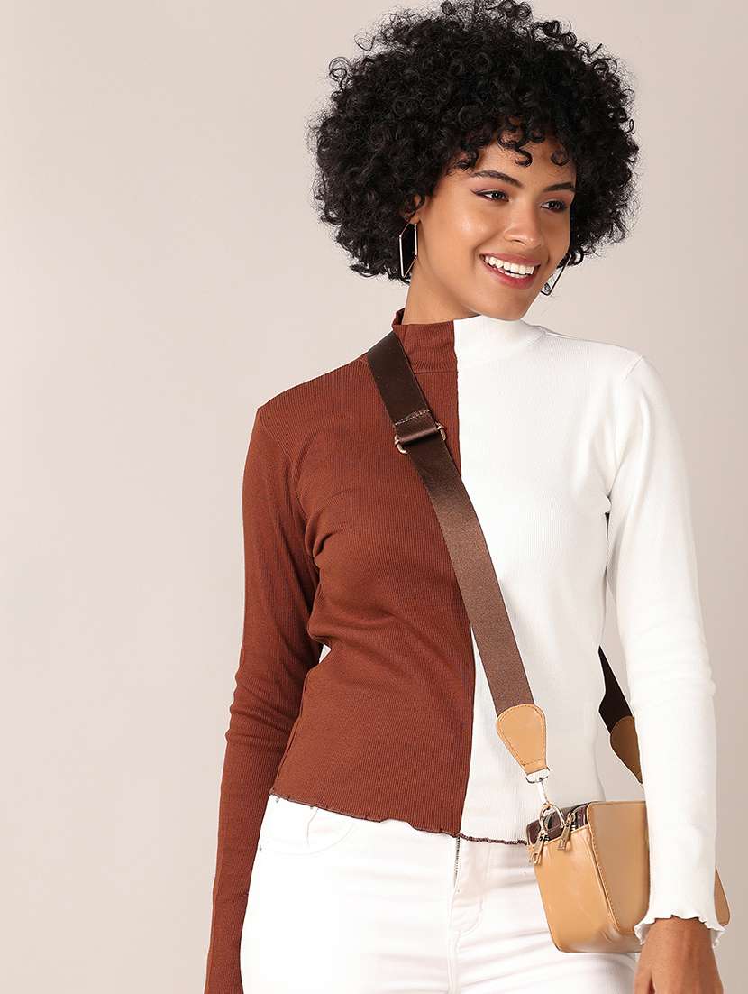 women color blocked long sleeves top