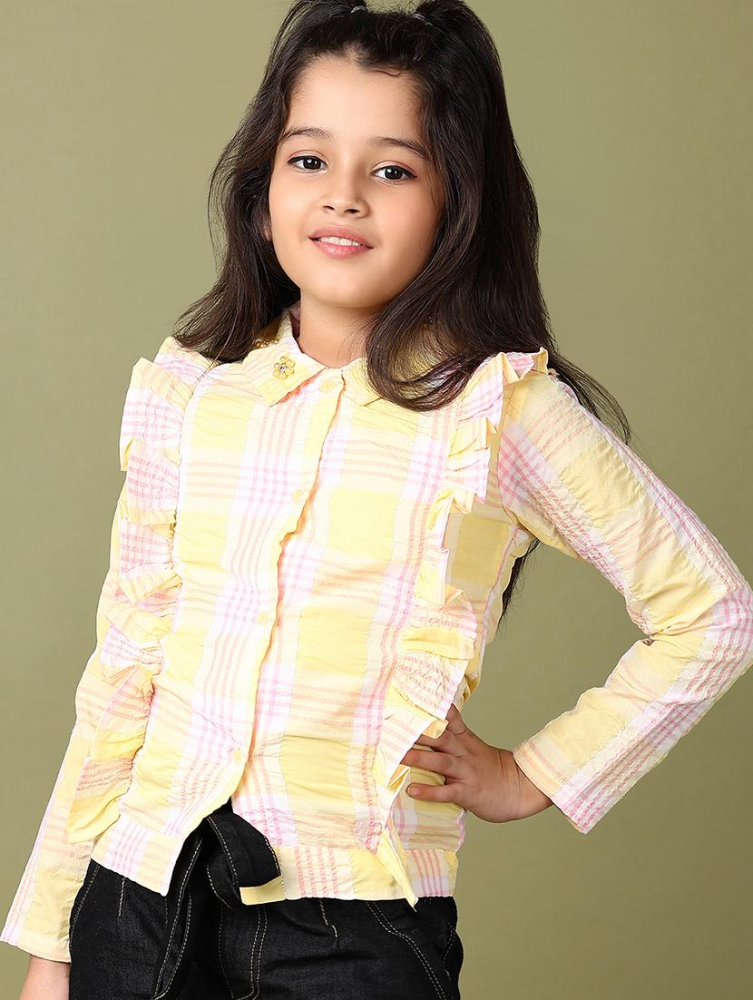 girls checks printed long sleeve top - 21513492 - Standard Image - 2