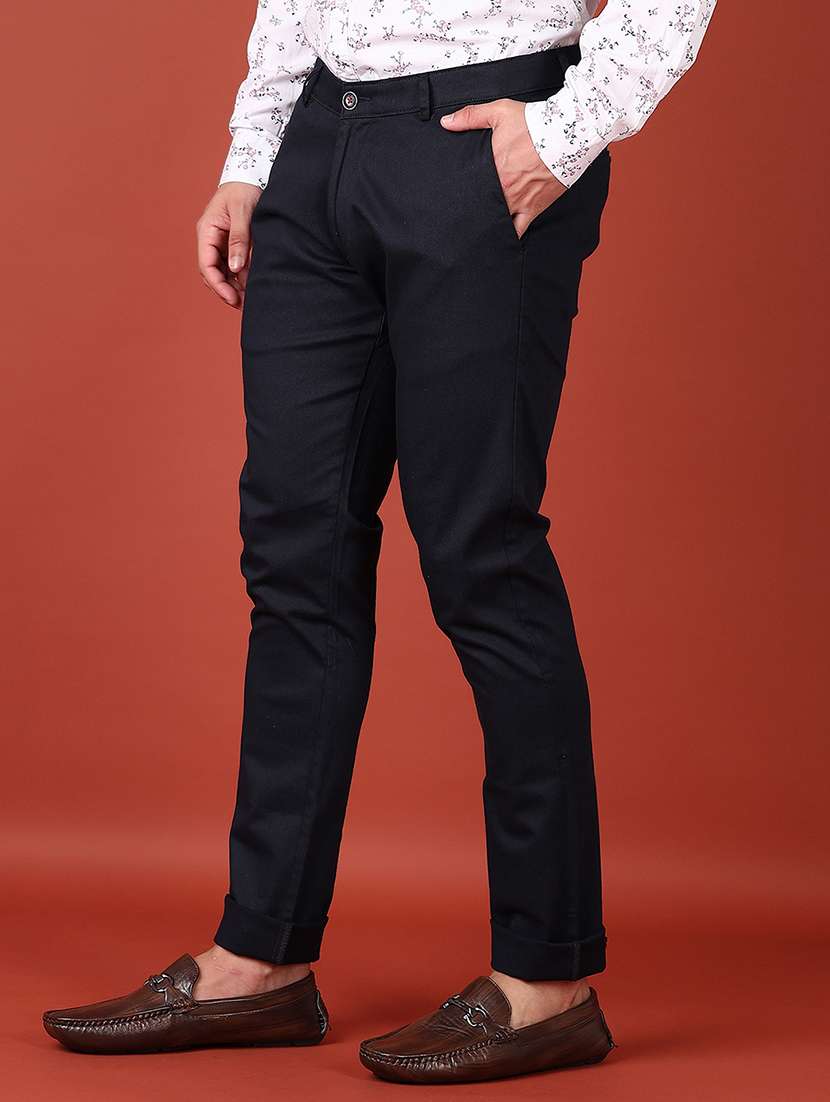 men mid rise solid chinos trouser - 21513539 - Standard Image - 2