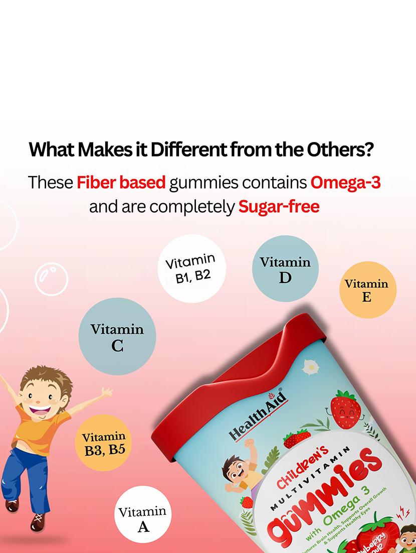 healthaid childrens multivitamin gummies with omega 3 60 gummies strawberry - 21513751 - Standard Image - 2