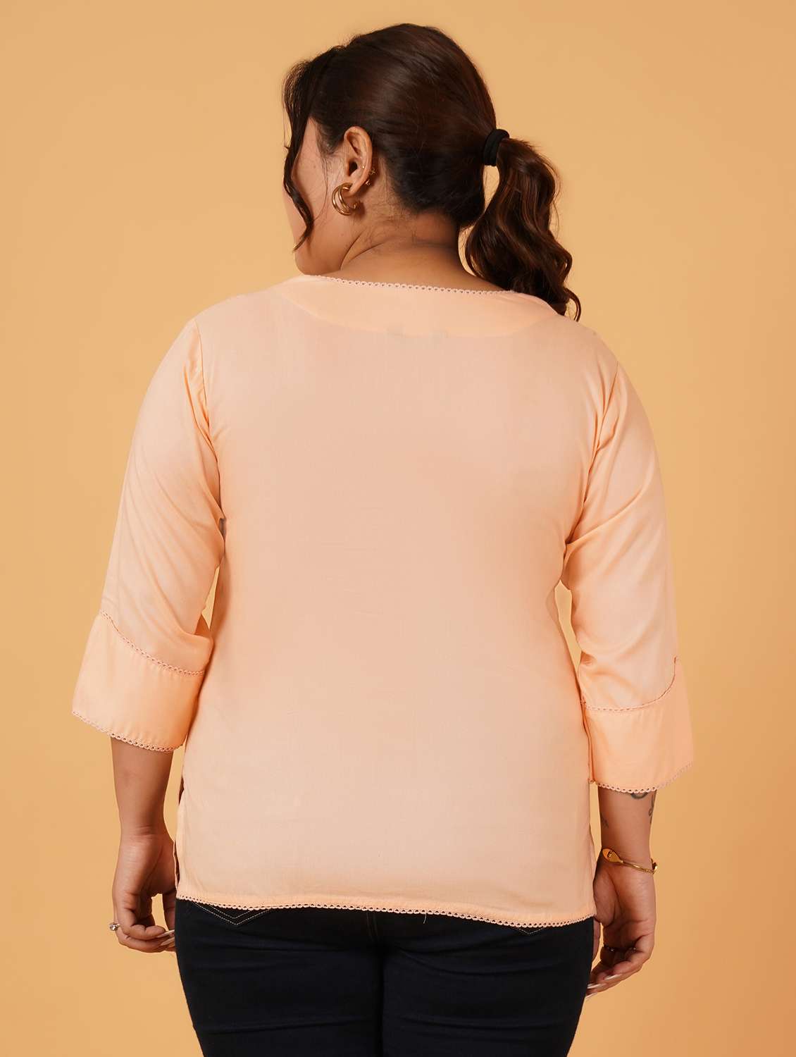 women solid notch neck plus size top - 21513820 -  Standard Image - 2