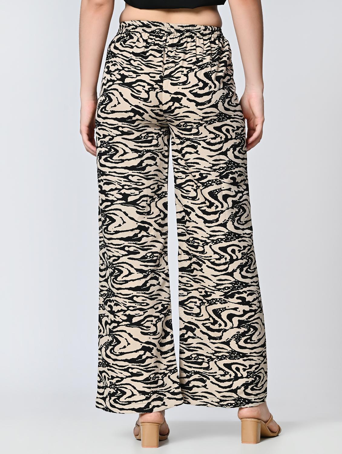 women beige printed crepe palazzo - 21513907 - Standard Image - 2