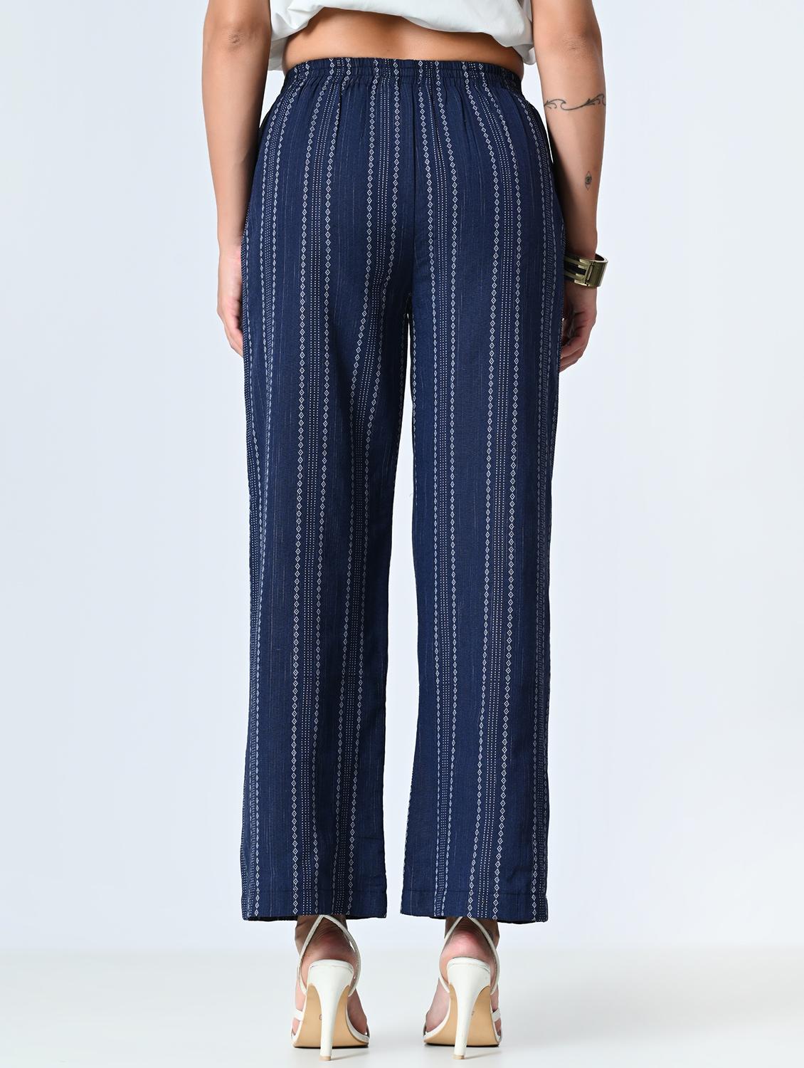 women navy blue printed palazzo - 21513910 - Standard Image - 2