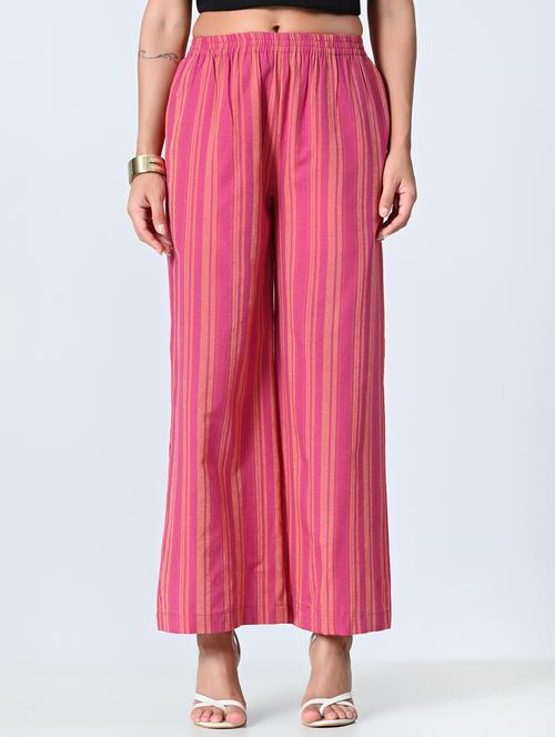 women pink striped printed palazzo - 21513911 -  Standard Image - 0