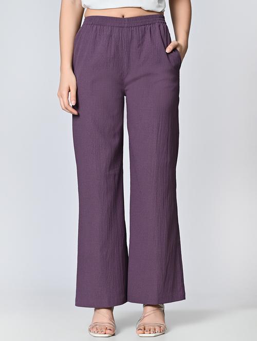 women purple polyester palazzo - 21513914 - Standard Image - 0