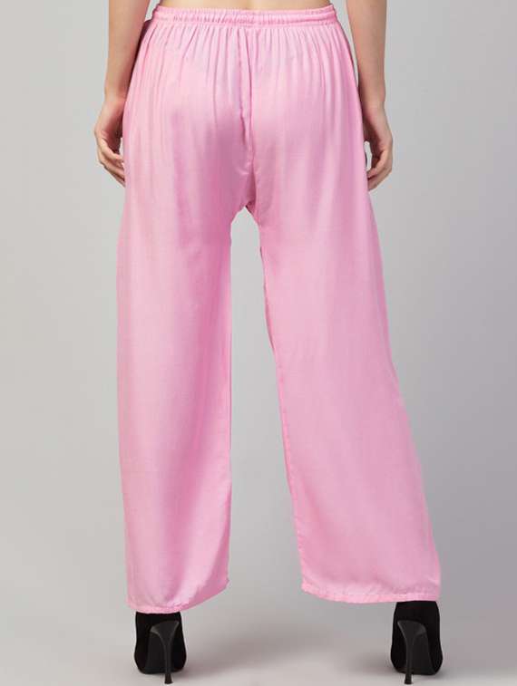 women pink rayon straight palazzo - 21513915 - Standard Image - 2