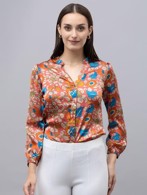 women red satin regular shirt - 21513924 -  Standard Image - 0