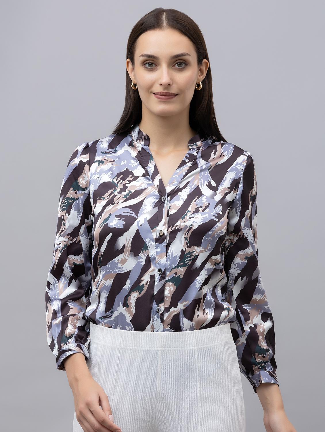 women black satin regular shirt - 21513926 -  Zoom Image - 0