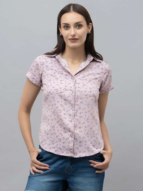 women pink linen regular shirt - 21513927 -  Standard Image - 0