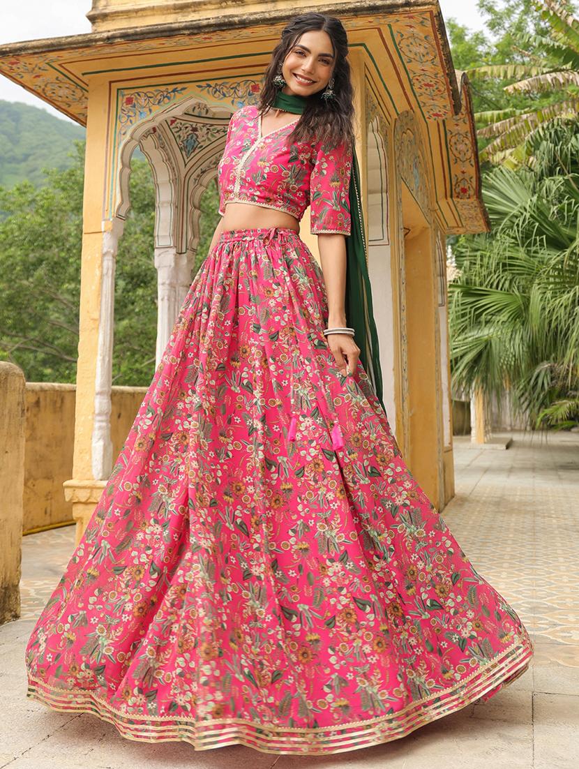 women pink flared lehenga - 21514022 - Standard Image - 2