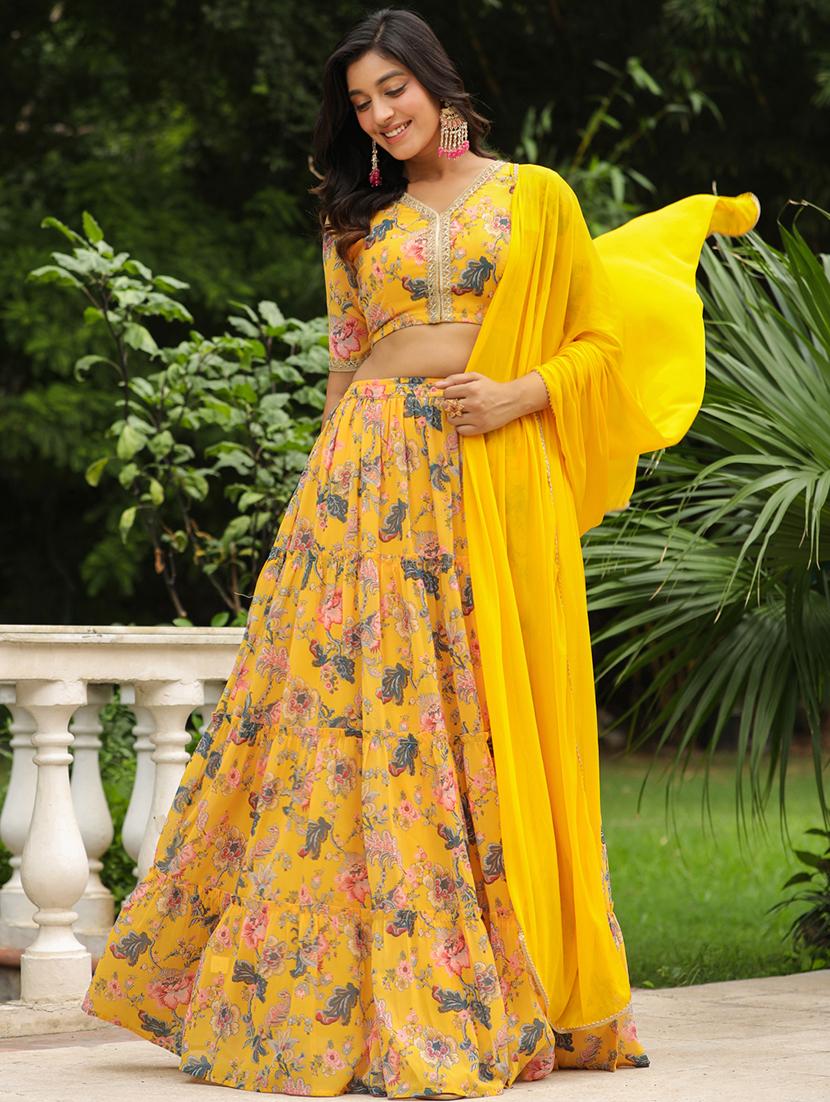 women yellow flared lehenga - 21514028 - Standard Image - 2