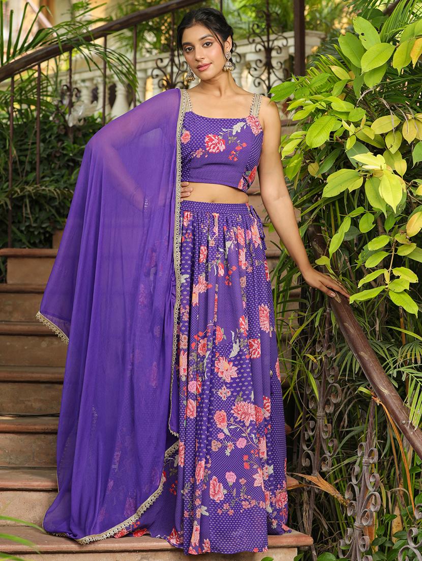 women purple flared lehenga - 21514030 - Zoom Image - 0