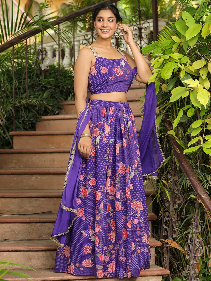 women purple flared lehenga - 21514030 - Standard Image - 2