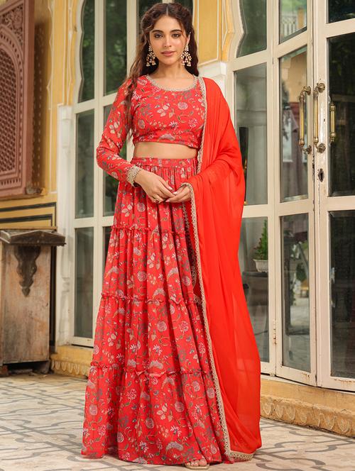 women red flared lehenga - 21514031 -  Standard Image - 0