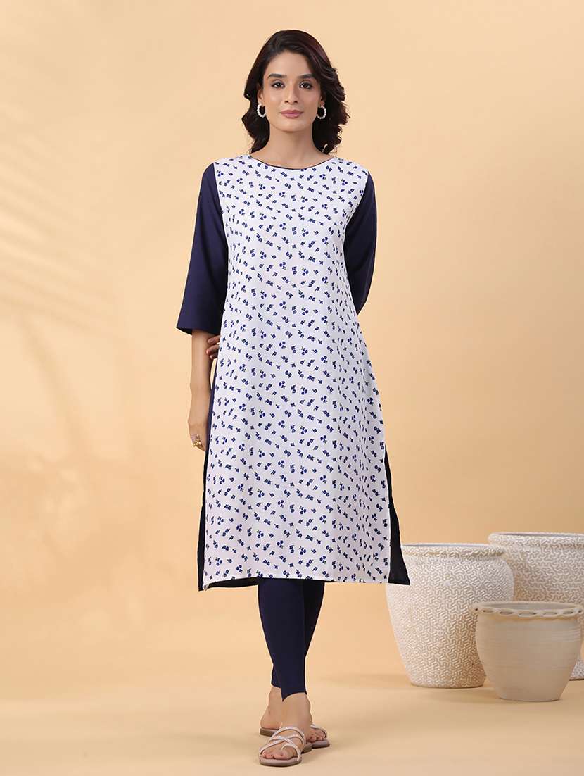 women white crepe straight kurta