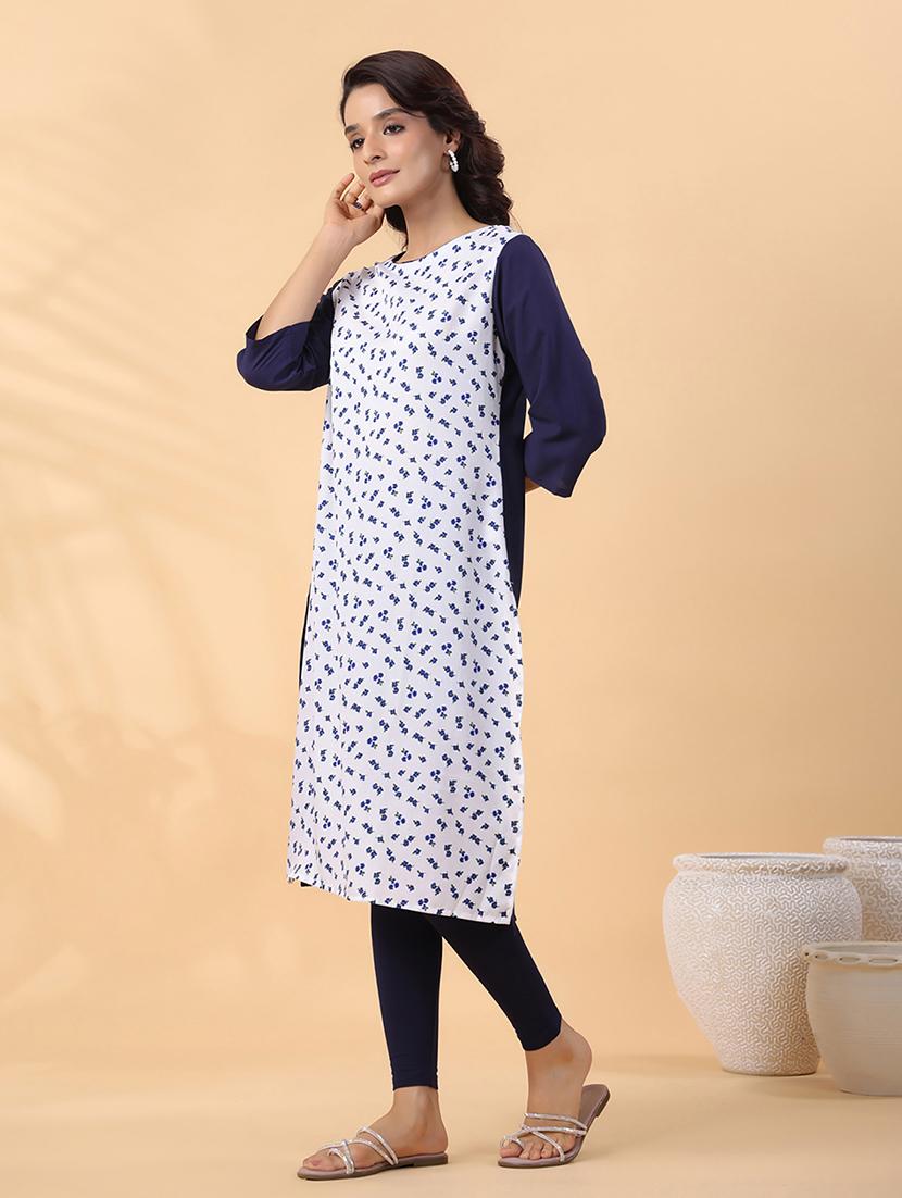 women white crepe straight kurta - 21514063 - Standard Image - 2