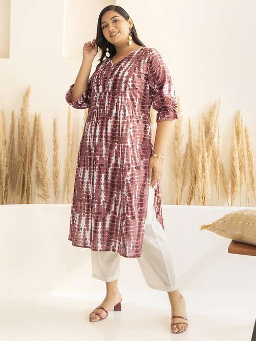 women peach cotton straight kurta - 21514077 -  Standard Image - 0
